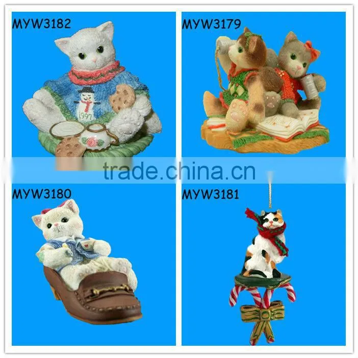 Setting shoes Lovely Resin miniature funny baby white cat statue