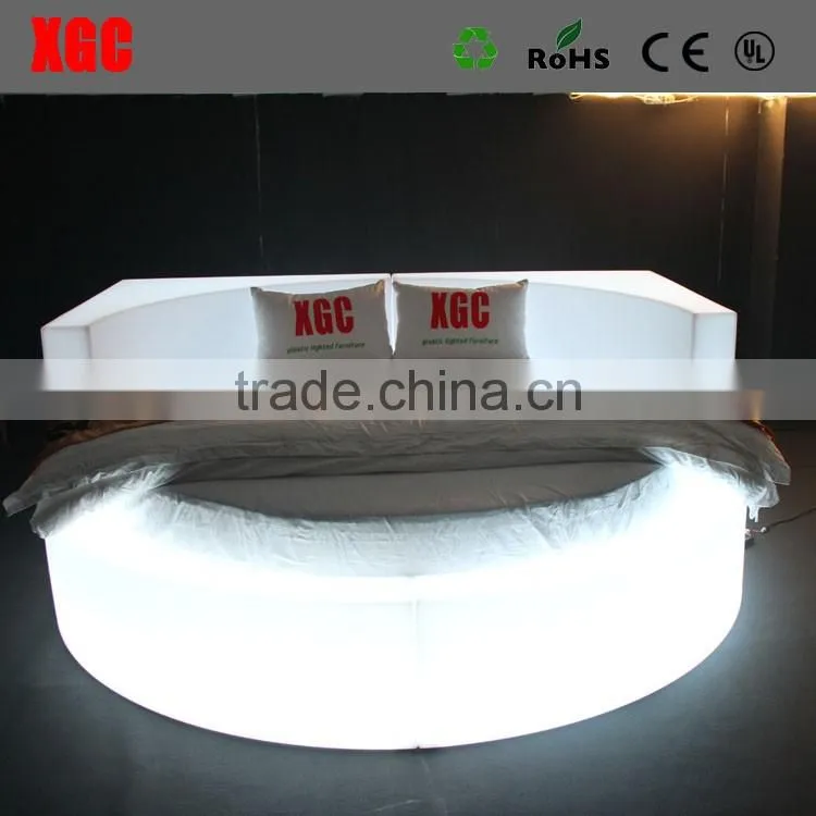 New design luxury Circle shape hotel bed hotel extra bed with 16 colors changing led light