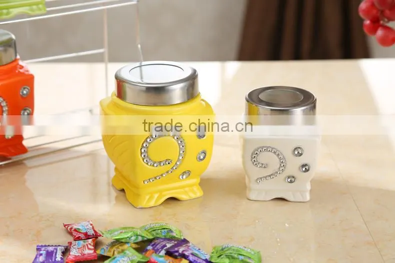 12 pcs ceramic airtight with matal lid&stand