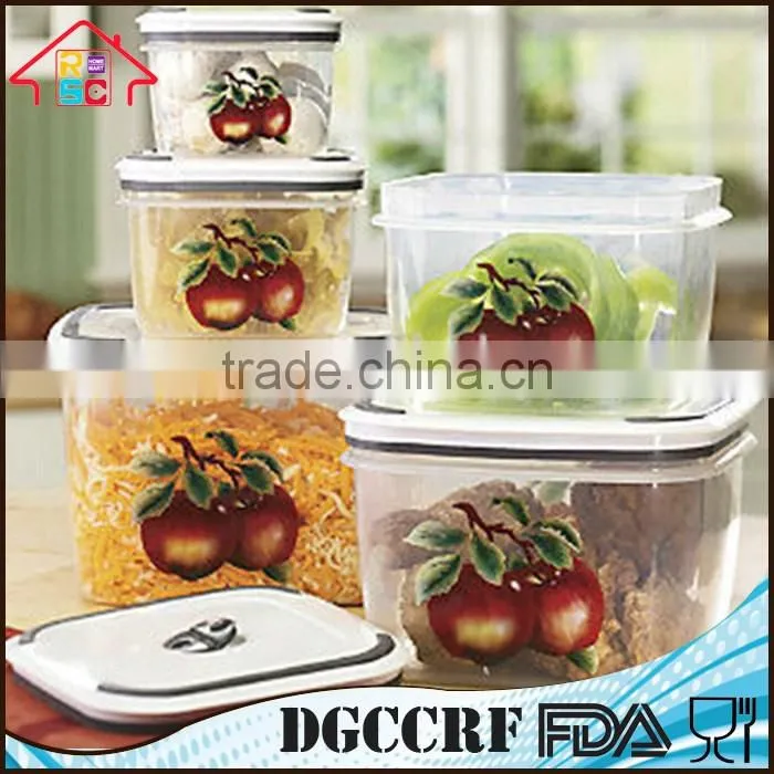 NBRSC 5 PCS Plastic Vacuum Food Storage Container in Square Shape Easy Storage Food Container