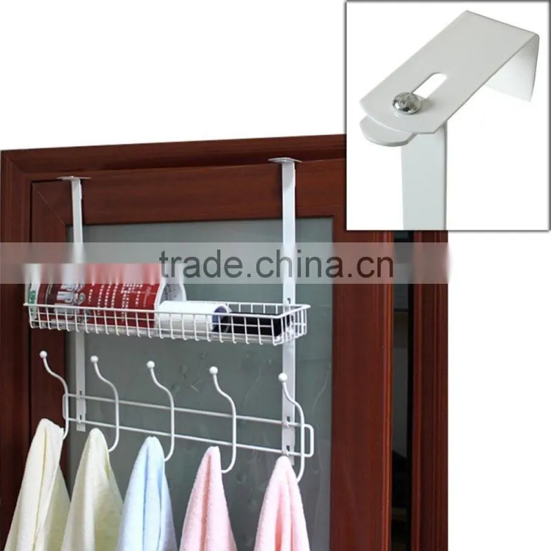 Adjustable Over the Door Mounting White Metal Clothes Storage Shelf