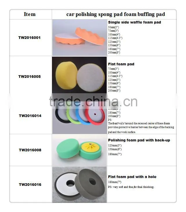 6'' orange car polishing sponge pad buffing foam pads