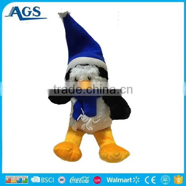 2017 new design christmas plush toy cute duck with blue hat hot sale festival toy