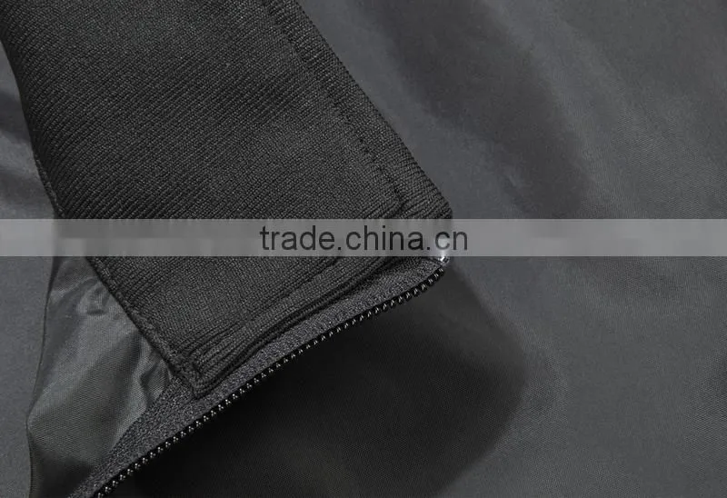 Manufacturer From Jiangxi Men's Waterproof Jacket Black Color Open Fly with Zipper 100% Polyester AC Coated With 1x1 Rib