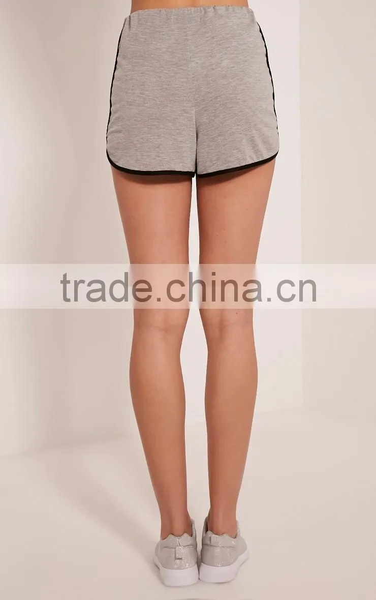 MGOO Women Grey Contrast Runner Shorts Cotton Running Shorts Sport Hot Shorts