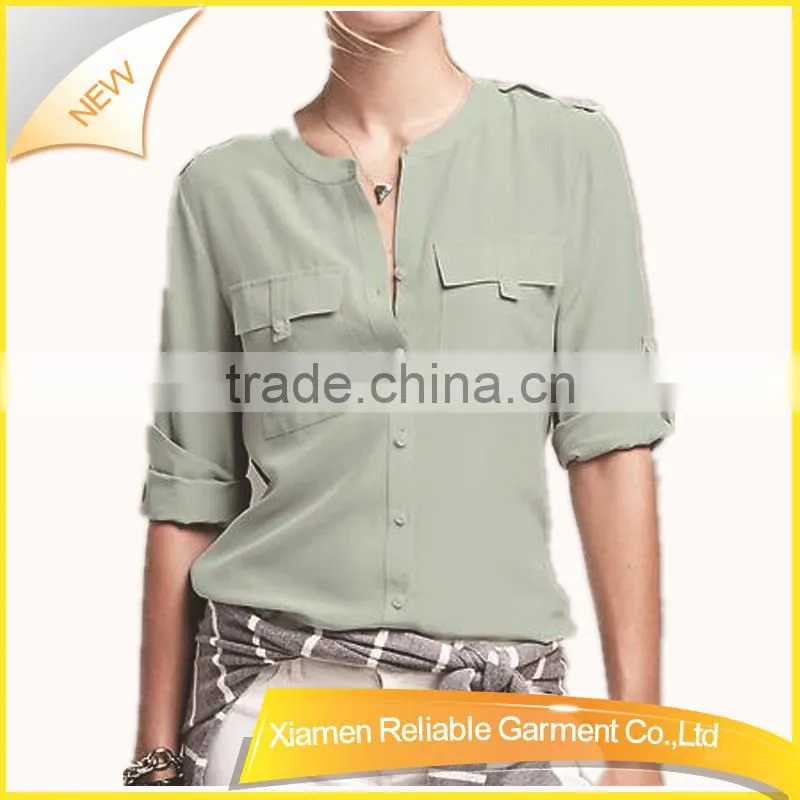 Cotton long sleeve dresses shirt with pockets