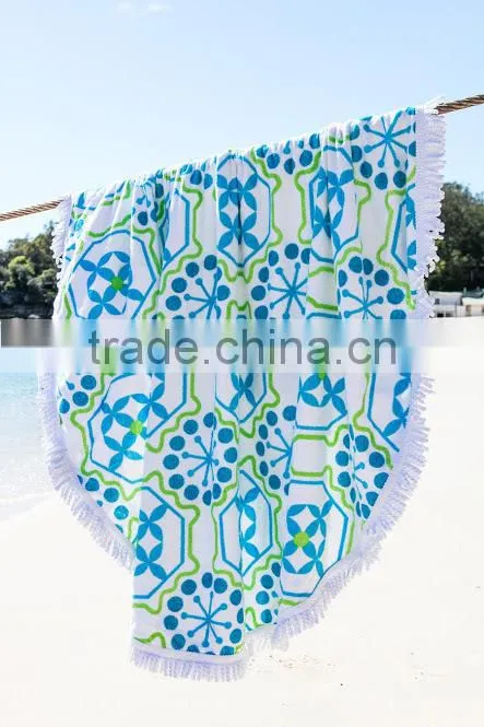 Cotton Velour Promotions Logos Australian The Beach People Roundie Towel With Tassel Fringe