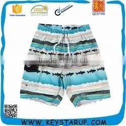 Red Stripe Digital Printing Kids Board Shorts in 100% Polyester Fabric