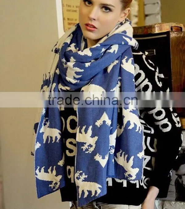 2 color choice Autumn and winter warm animal pattern lady knit korean scarf hijab scarf