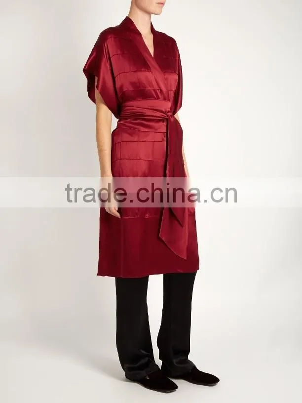 Customize ladies luxury silk robe, short sleeve dressing gown, wrapped robe, wedding robe, special bridemaids robe