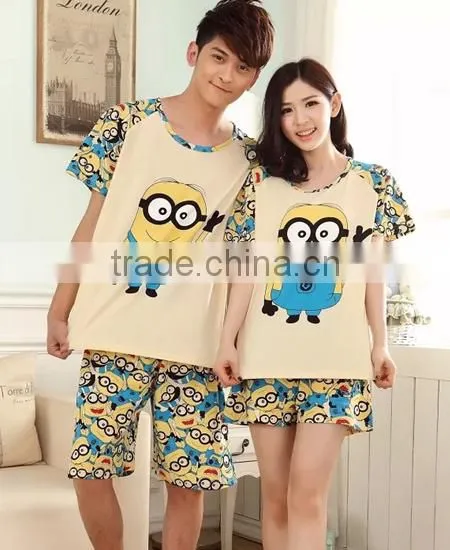 2015 wholesale summer cute couple pajamas