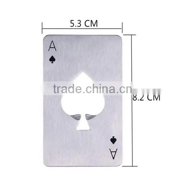 Spade A shape poker card bottle opener for promotional gift