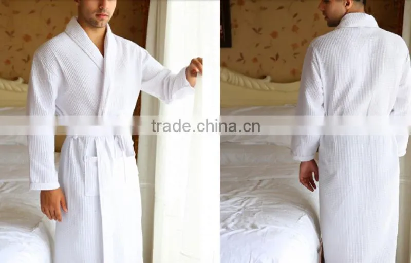 Wholesale white cheap cotton hotel waffle bathrobe