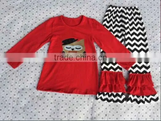 Fashion 2016 online wholesale children's boutique clothing sets baby clothes top girls christmas outfits polka dot cotoon