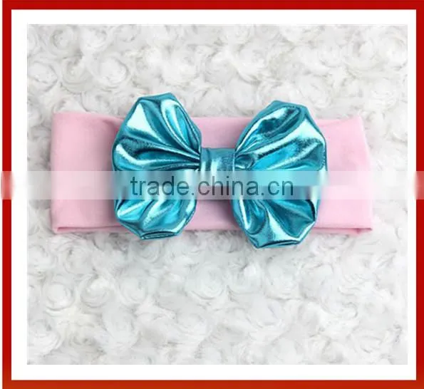 New Design 2015 Hair Crown Children Fabric Bow Design Baby Headband/Korean Design Baby Headband With Bows