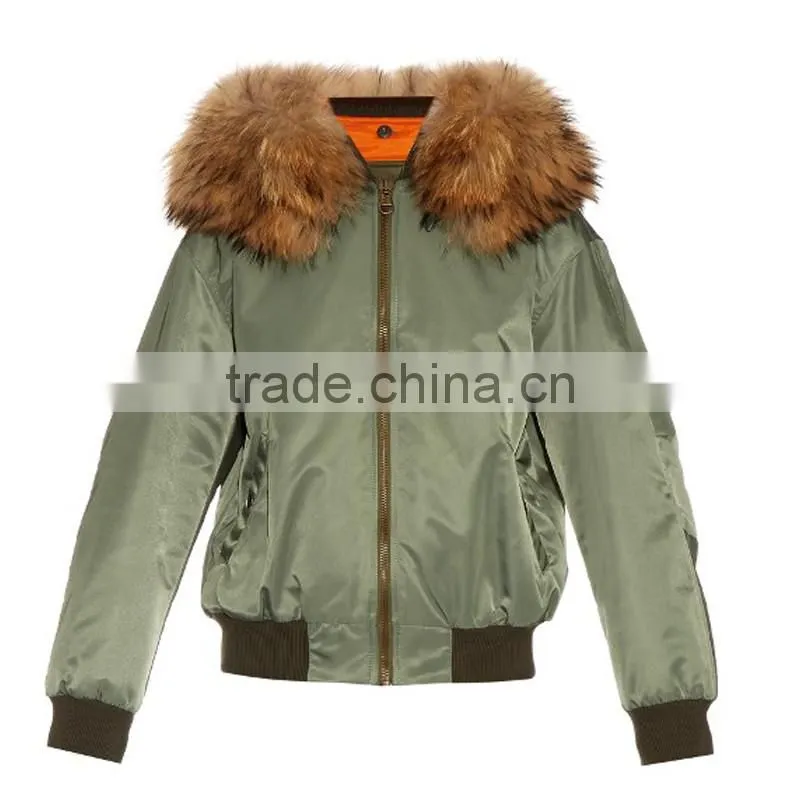 2017 Autumn& Winter Detachable Fur Trim Flight Jacket,Waterproof Custom Fur Bomber Jacktet For Unisex