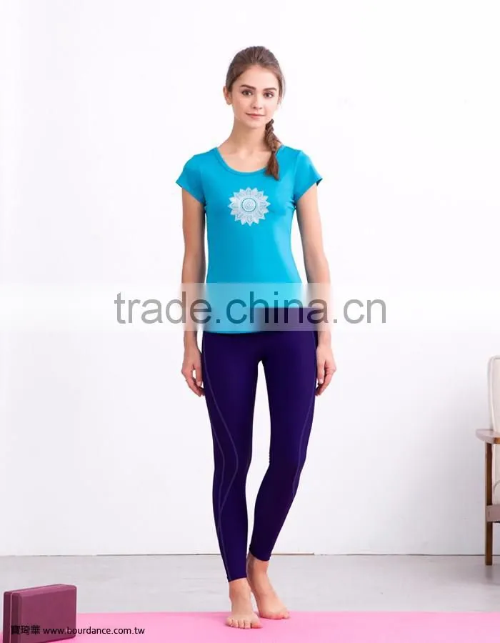 Fitness wear coverstitch women fitness leggings