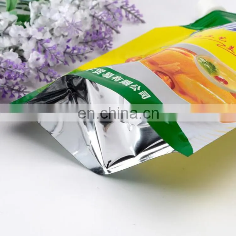 Coloring printing stand up heat seal aluminium foil sauce spout pouches bag