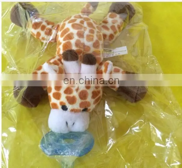 Custom private label baby plush animal monkey with detachable pacifiers