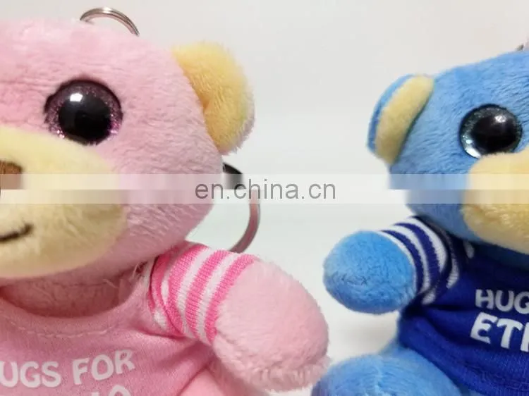 Teddy bear with t-shirt printed soft stuffed plush keychain toy