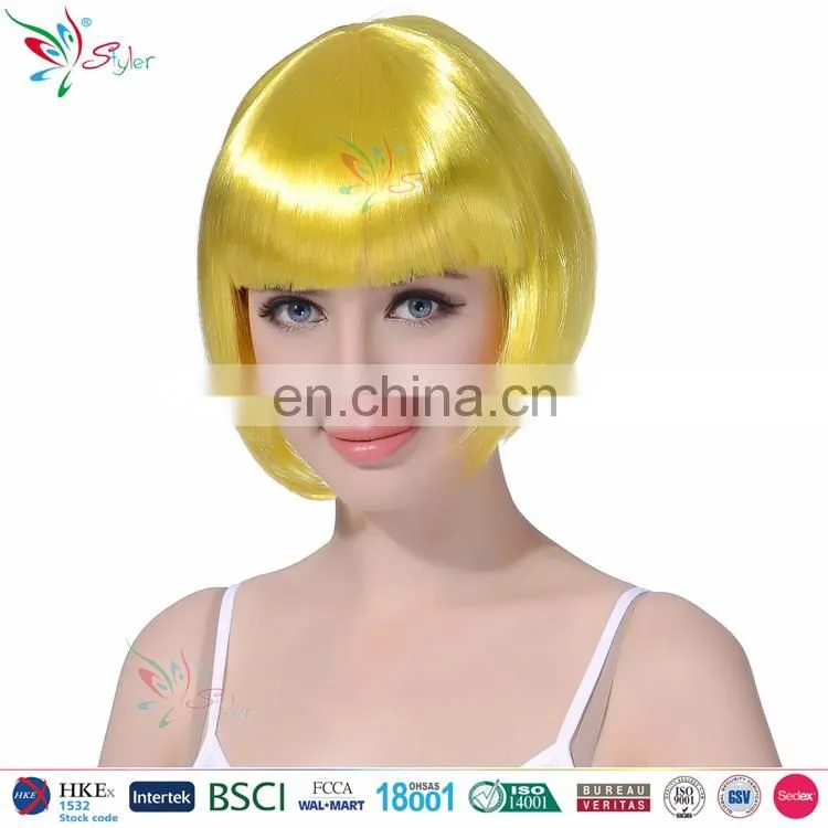 Styler Brand women 10 inch straight bob party hair wig halloween short black wig