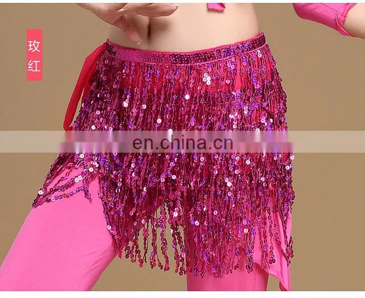 Y-2059 Indian Multy color sequins tassel belly dance hip scarf