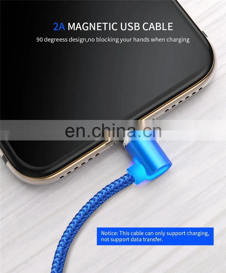 2020 New product Hot wholesale Flowing Light Magnetic Charging Cable Cellphone Fast Micro USB Cable Charger Data Cable Line