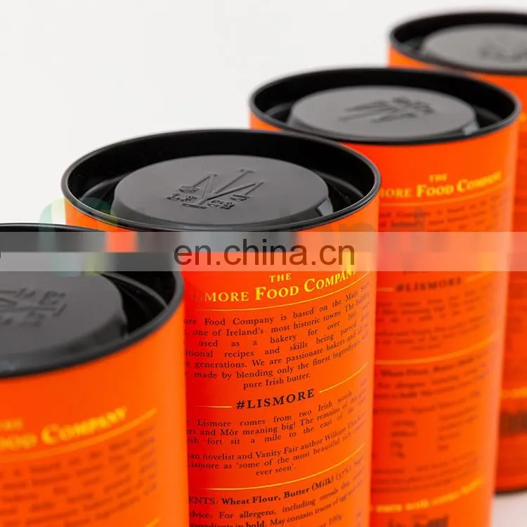 Custom Foil Stamping Paper Tube Food Packaging Biscuit Packaging Tube Boxes