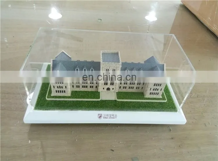 Handmade miniature school building model , led light handicraft