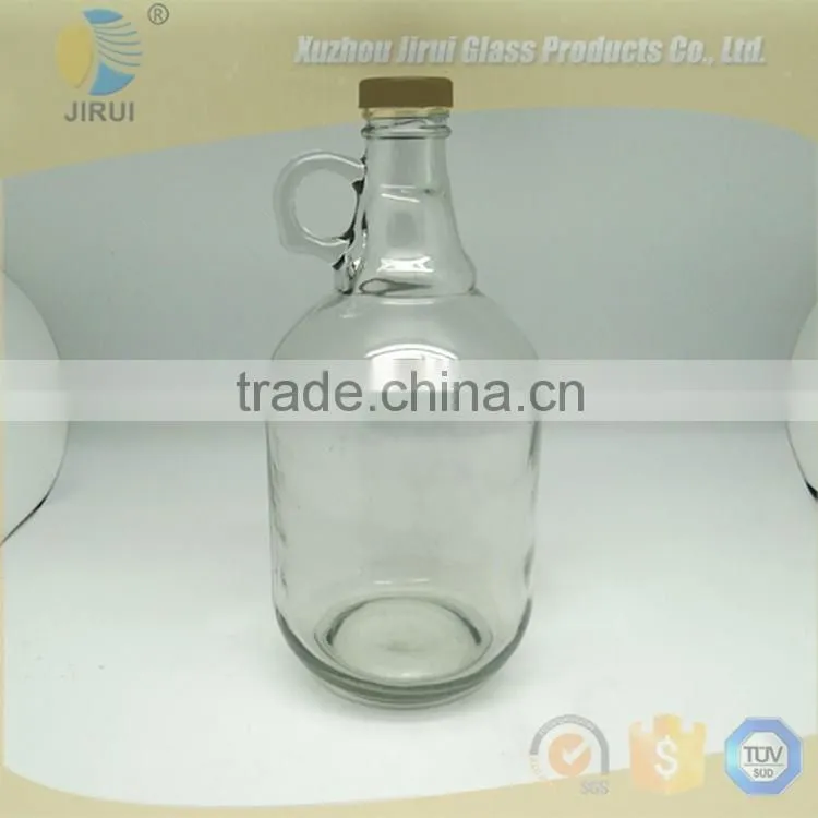 2.5l Clear glass wine bottle with screw cap with handle