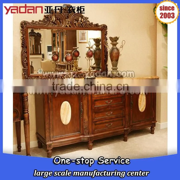 Antique wooden dressing table designs for bedroom with mirror and stool