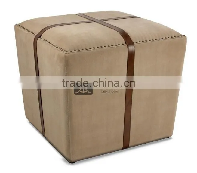 OT-094 Popular UK Style Fabric Square Ottoman Design