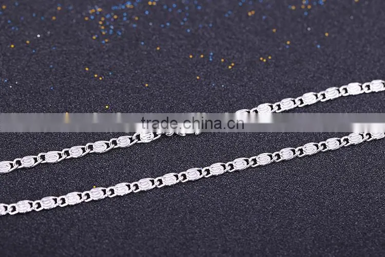 yiwu wholesale fashion jewelry rhodium plated flat chain beautiful necklace