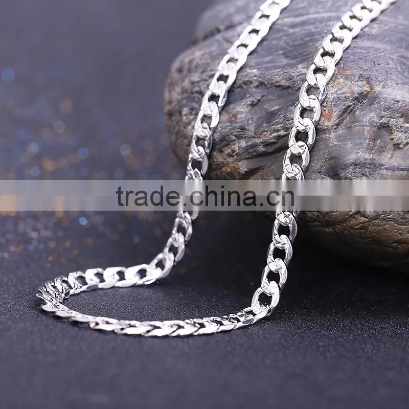 simple design fashion jewelry rhodium plated cheap short chain necklace