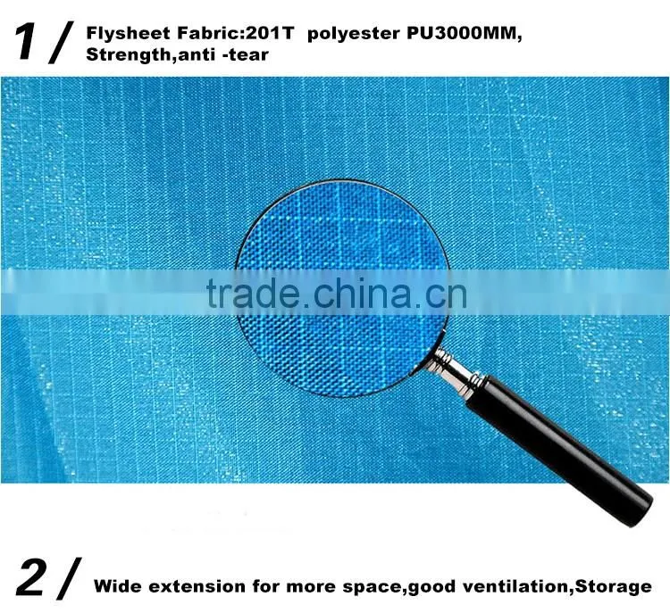 Waterproof Double Layer 2, 3, 4 Person 3 Season Aluminum Rod Double Skylight Outdoor Camping Tent