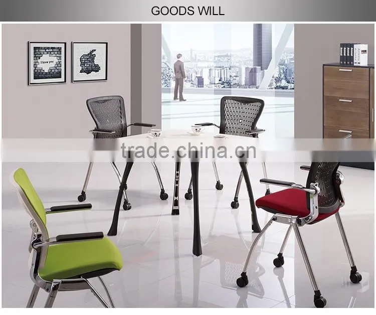 Triumph easy move save space folding office chair / stacking training chair / office chairs with writing pad