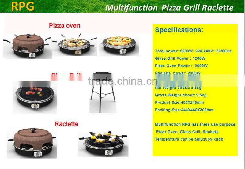 electric multifunction pizza oven bbq grill,raclette