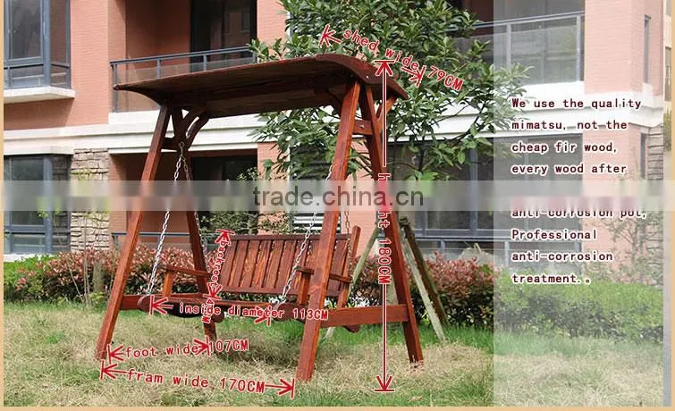 Custom Design China manufacturer Comfort Wooden Swing Seat, Garden Swing