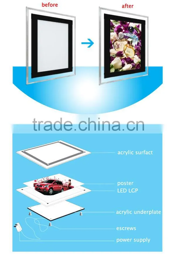 edge-lit acrylic crystal led photo frame advertising