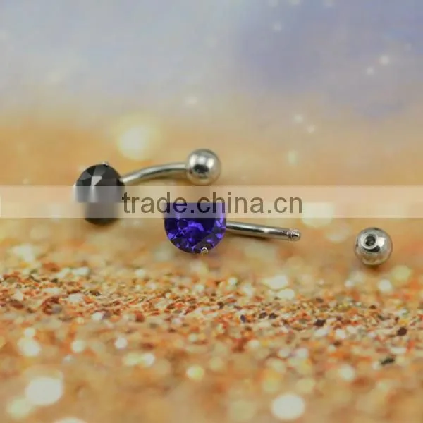 Black Big Cubic Zircon Belly Button Ring Crystal Navel Jewelry