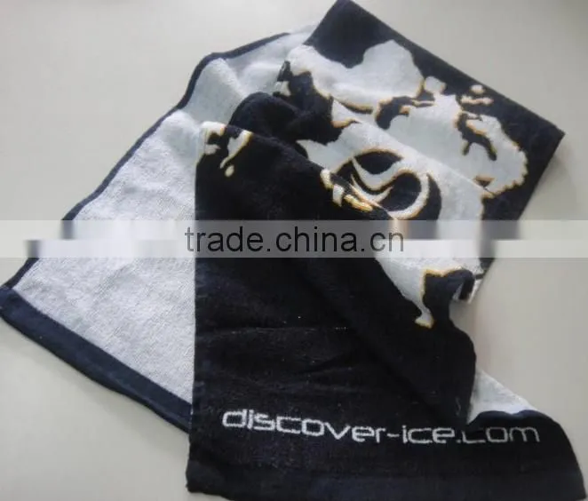 Black Printed microfiber beach towel wholesale