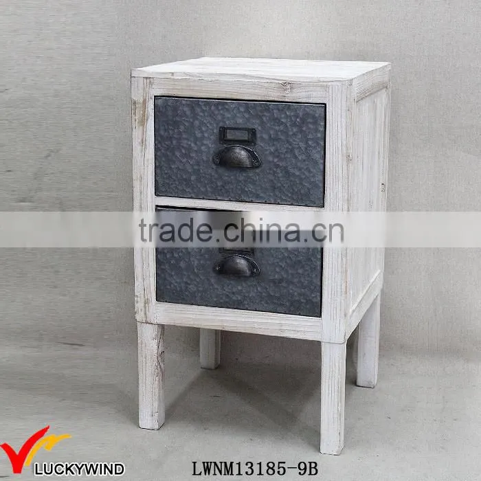 Solid Wood Handmade Wood Small Cabinet with 2 Zinc Drawers