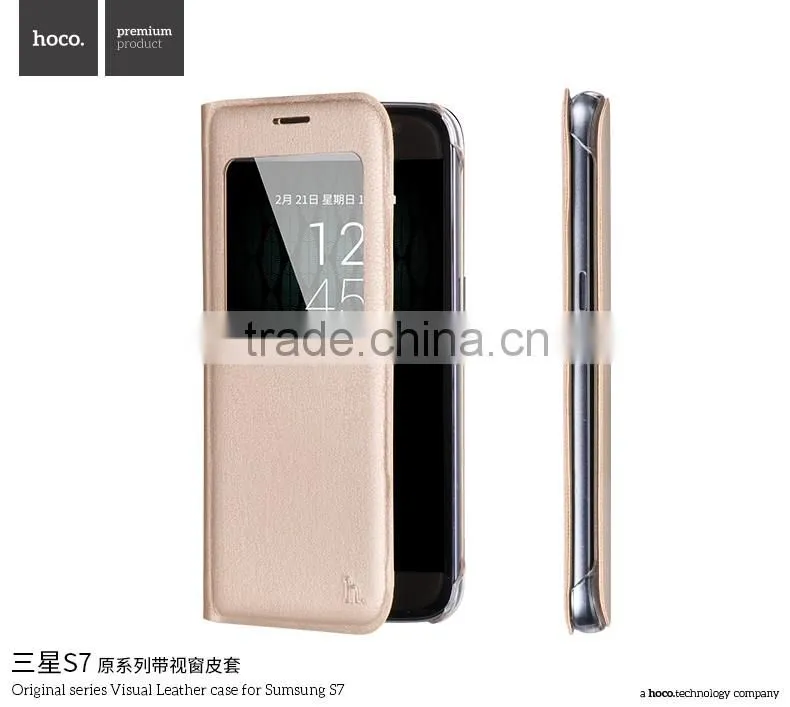 Hoco Flip PU Leather Case For Samsung S7 Original Series Leather View Window Protective Case For S7 TB-0259