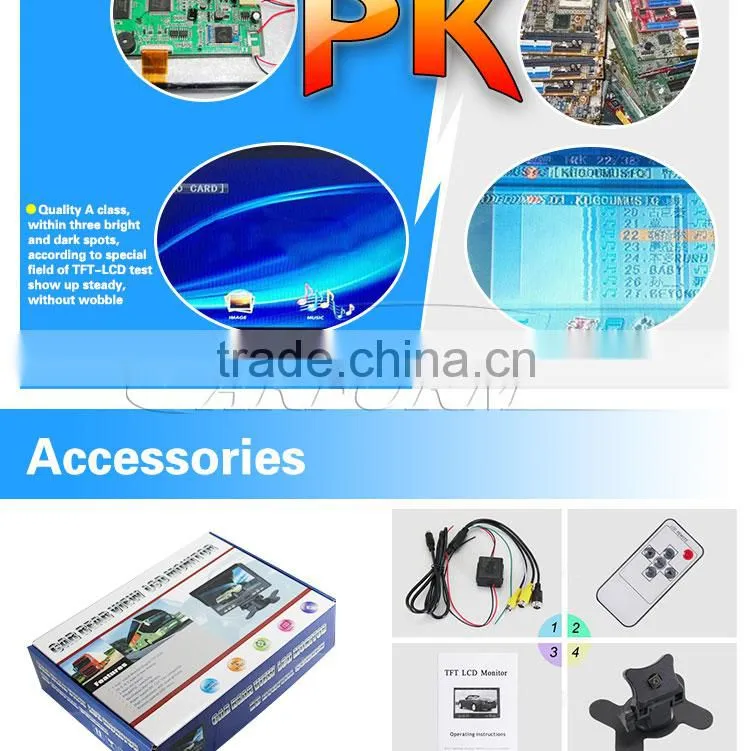 7 inch car lcd monitor with 12v dc input for bus and truck