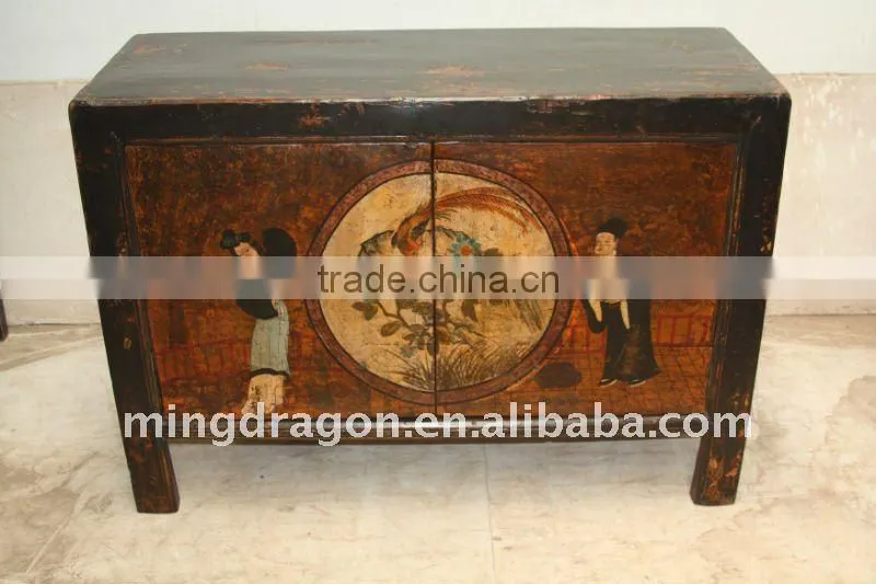 antique Mongolia two door Cabinet hand painted
