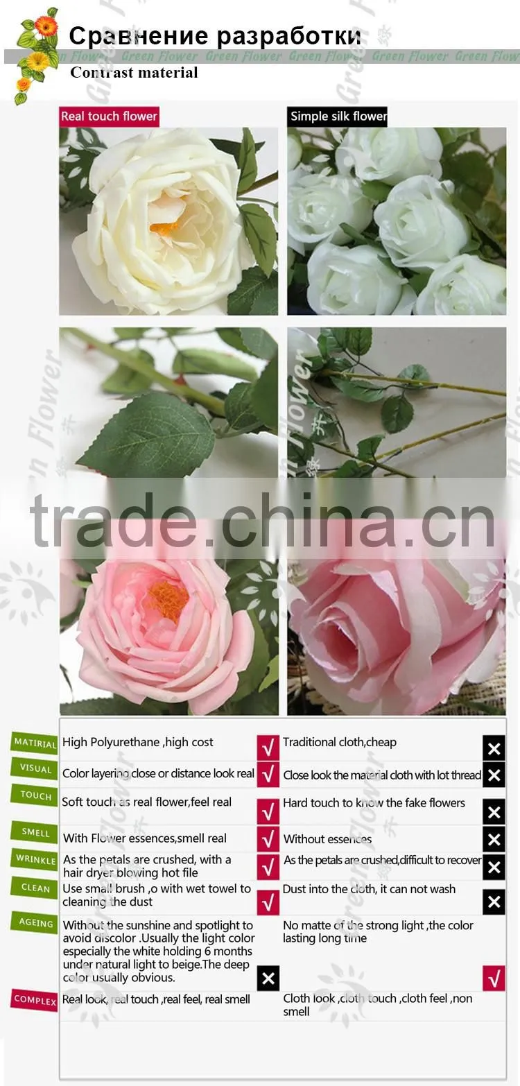 2016 Wholesale Latex Roses Artificial Flowers PU Rose Real Touch Bouquet Wedding Bridal Decor Display Flower