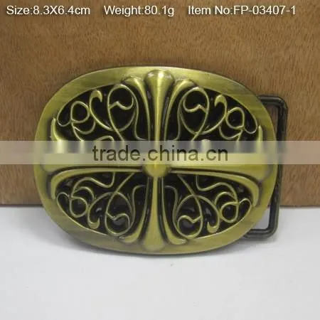 Gold Plate Military Web Belt Buckle With Emblem with Rhinestones