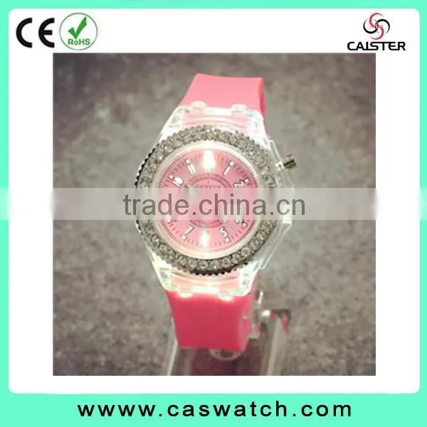 Cheap crystal watch silicone watches band colorful lights watch alibaba china