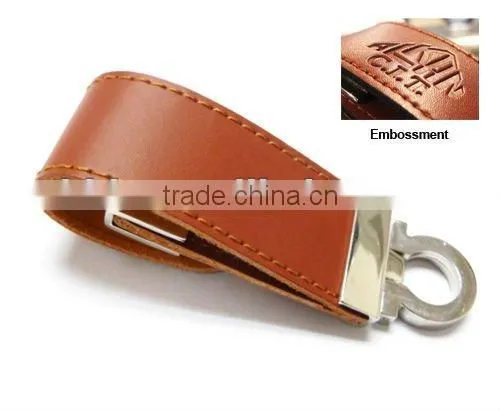 Engraved logo in leather usb disk