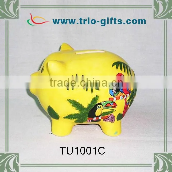 Cearamic handmade crafts porcelain piggy bank with turtle